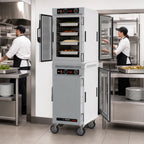 Thumbnail image #4 for Metro HotBlox™ HBCN16-ASPC-M Narrow Mobile Dual-Cavity Pass-Thru Insulated Holding Cabinet, 16-Pan, Analog, Solid Front/Clear Rear Doors