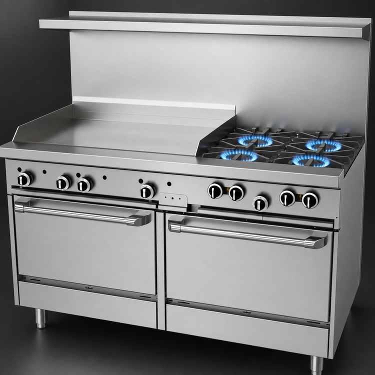 Product image #3 for Garland G Starfire Pro 60-Inch Gas Restaurant Range with 4 Open Burners, 36-Inch Griddle, and 2 Standard Ovens