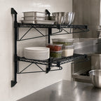 Thumbnail image #3 for Quantum WC34-CB2148BK Wall-Mount Cantilever Wire Shelving Unit, 2 Shelves, 48 x 21 in, Black Epoxy