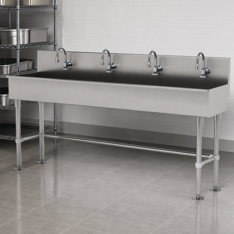 Product image #3 for Advance Tabco Multiwash Freestanding Hand Wash Sink with 4 Faucets, 80 Inch Wide