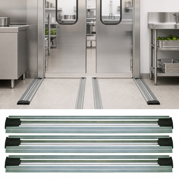 Product image #3 for Quantum Double Unit Floor Track Assembly Kit with 3 8-Foot V-Groove Aluminum Tracks