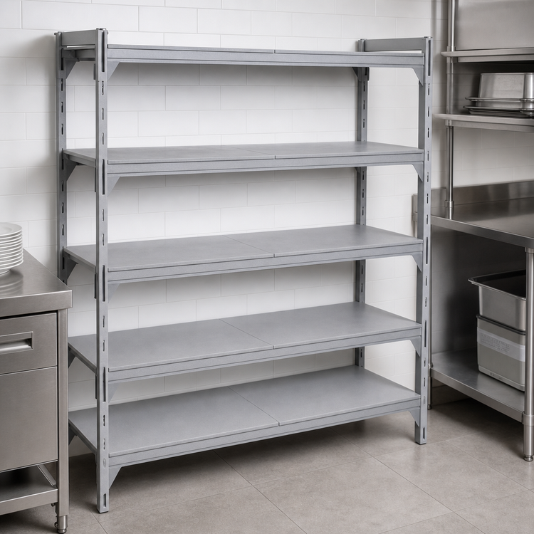 Product image #4 for Cambro Camshelving® Premium 18" x 54" 5-Shelf Solid Shelf Kit