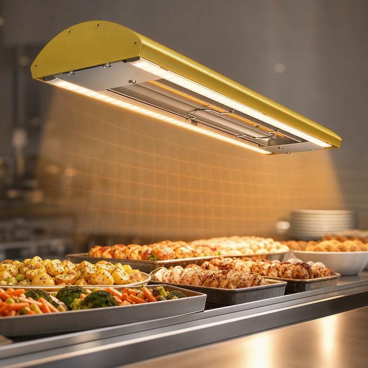 Product image #3 for Hatco Glo-Ray Curved Infrared Strip Heater with Dual LED Lights, 66 Inch, 1177 Watts