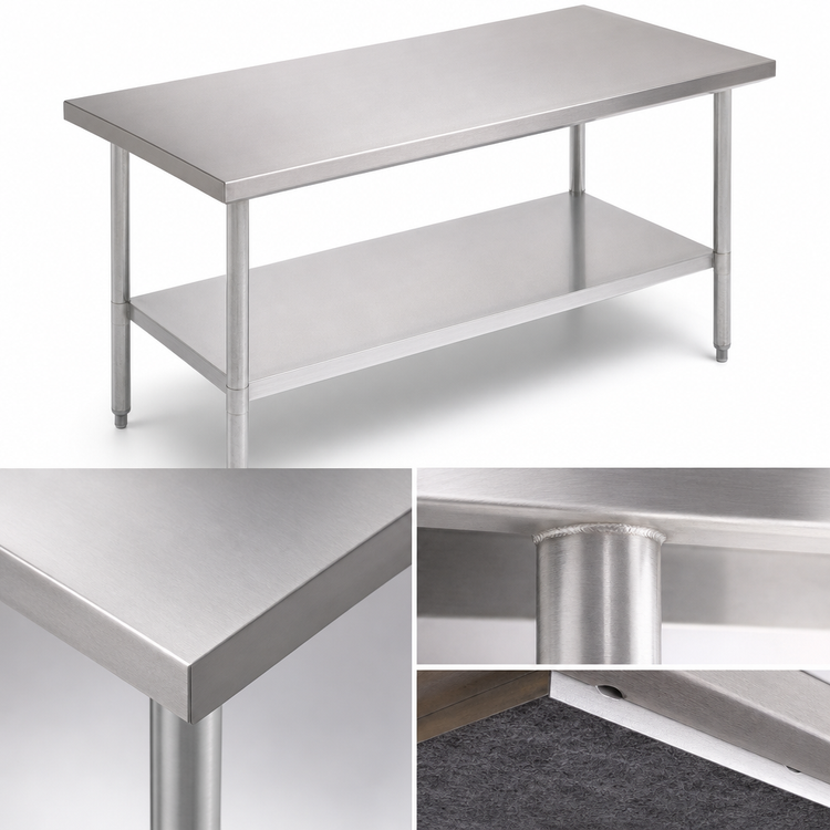 Product image #3 for Stallion by John Boos Budget Stainless Steel Flat Top Work Table with Adjustable Undershelf, 60 x 30 Inches