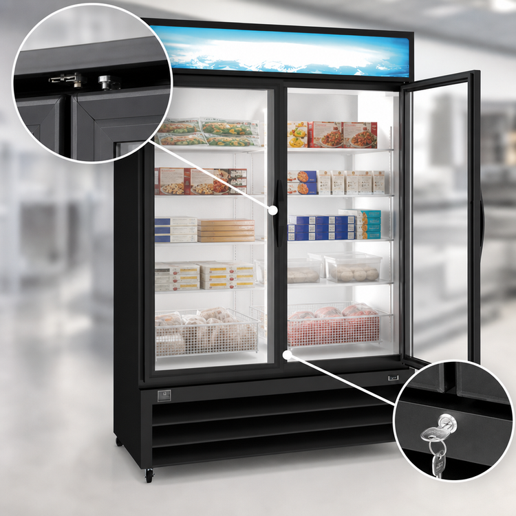 Product image #3 for Kelvinator Commercial 48 Cu. Ft. Two-Section Reach-In Glass Door Freezer Merchandiser, Bottom Mount