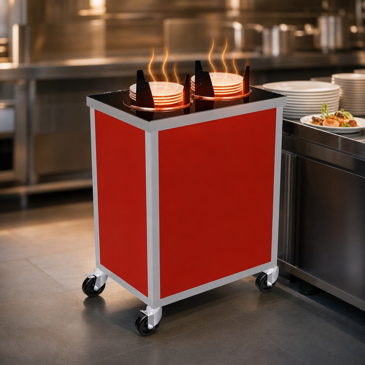 Product image #3 for Atlas Metal MEPD3H-8-1/8 Heated Mobile Triple Stack Plate Dispenser