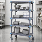 Thumbnail image #3 for Quantum Millenia QPM214862VS-4 Mobile Polymer Shelving Starter Unit, 48"W x 21"D x 62"H, 4 Shelves, Gray
