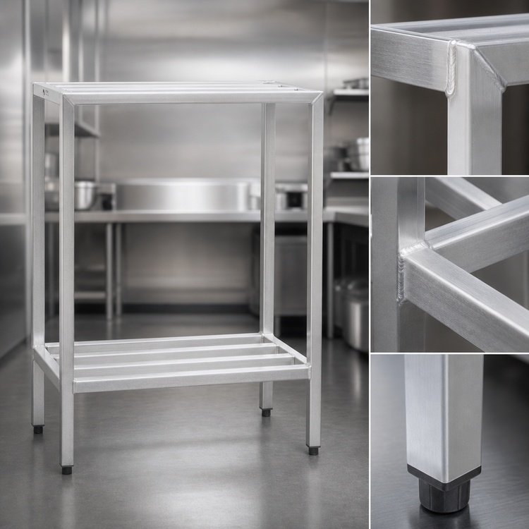 Product image #3 for New Age H.D. Series Heavy-Duty Aluminum Two-Shelf Shelving Unit, 60W x 24D x 48H