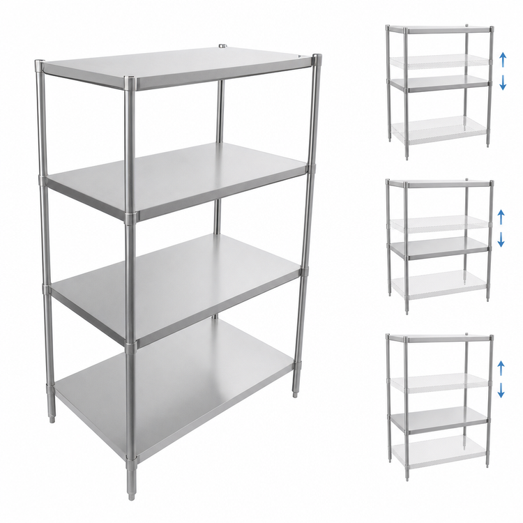 Product image #3 for John Boos Stainless Steel Dry Storage Shelving Unit, 42-Inch W x 18-Inch D x 60-Inch H, 3 Adjustable Shelves