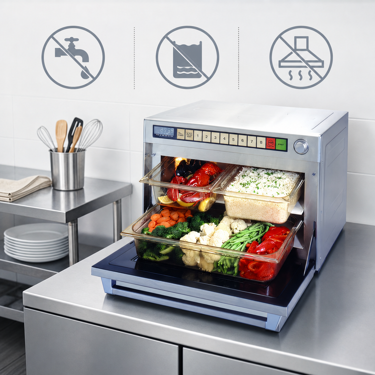 Product image #3 for Panasonic PRO2 NE-2180 Sonic Steamer Ventless Commercial Microwave Oven, 1.6 Cu. Ft., 2100W
