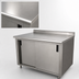 Thumbnail image #3 for Advance Tabco Enclosed Stainless Steel Work Table, 144 x 36 Inch, 14 Gauge 304 Top, Cabinet Base with Mid-Shelf and Sliding Doors