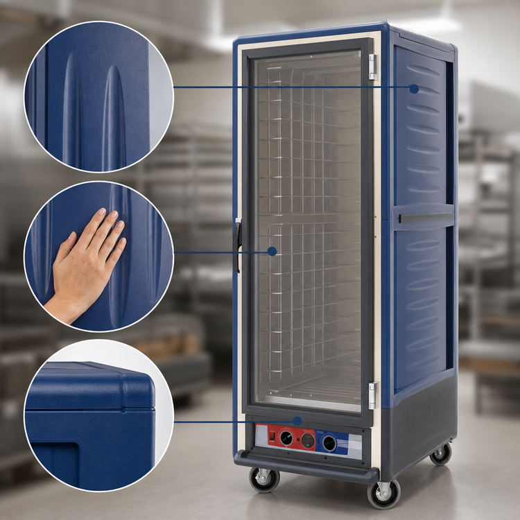 Product image #3 for Metro C5 3 Series Full-Height Mobile Moisture Heated Holding & Proofing Cabinet with Blue Insulation Armour and Universal Wire Slides