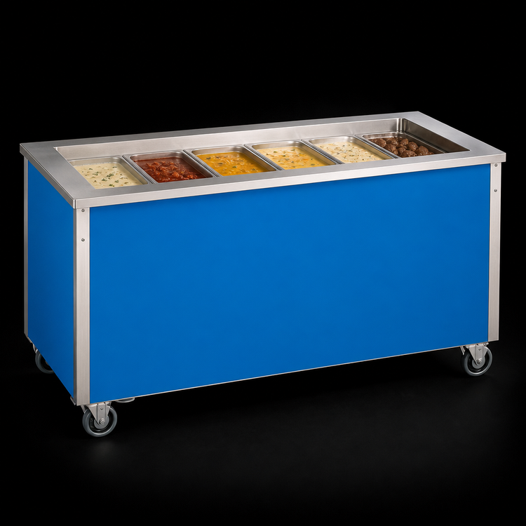 Product image #3 for Vollrath 4-Series Signature Server 6-Pan Modular Bain Marie Hot Food Station, 88 Inch x 28 Inch x 34 Inch, Mobile