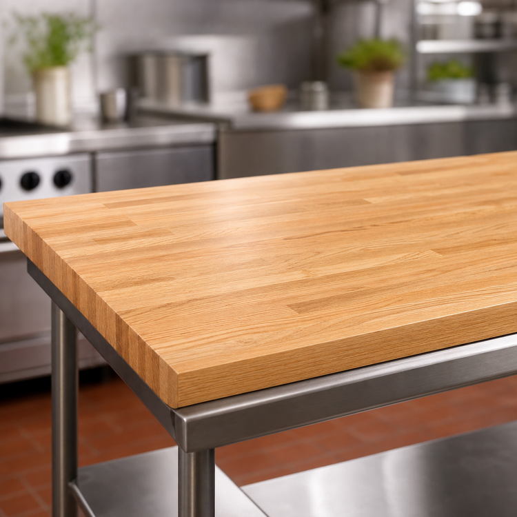 Product image #3 for John Boos Appalachian Red Oak Blended Edge Grain Island Countertop, 96 x 36 x 1-1/2 Inch, Penetrating Oil Finish