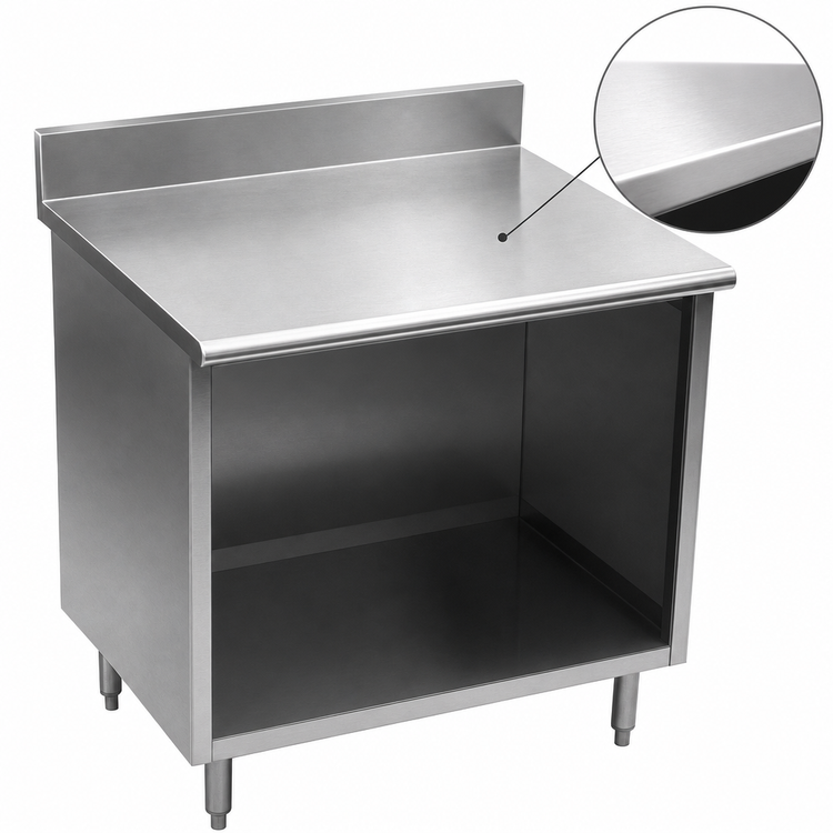 Product image #3 for Spec-Master OB2448SE-BS Enclosed Work Table — Open Front, 48 Inches W x 24 Inches D, 14-Gauge 304 Stainless Top