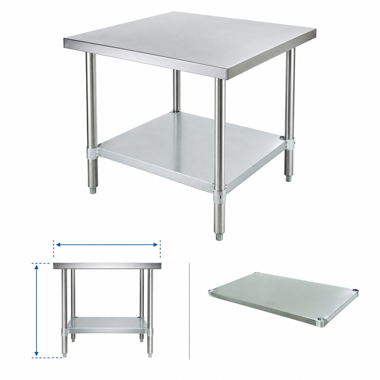 Product image #3 for Advance Tabco Galvanized Undershelf for 30-Inch x 30-Inch Work Tables