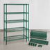 Thumbnail image #3 for Quantum Stationary Wire Shelving Starter Kit, 54 in. W x 18 in. D x 54 in. H, 5 Shelves, Green Epoxy