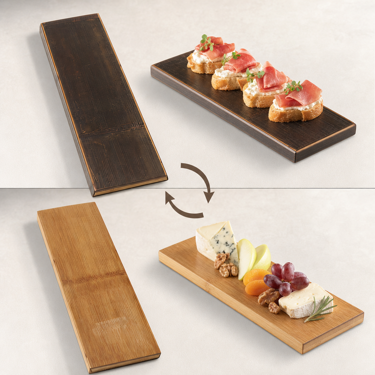 Product image #3 for American Metalcraft Carbonized Bamboo Rectangular Reversible Serving Board, 18-1/4 x 5-3/4 x 3/4 Inch