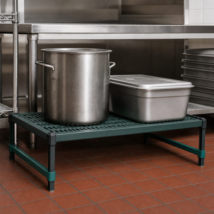 Product image #3 for QuadPlus Stationary Dunnage Rack with Louvered Polypropylene Mat, 48W x 21D x 14H, 1000 lb. Capacity
