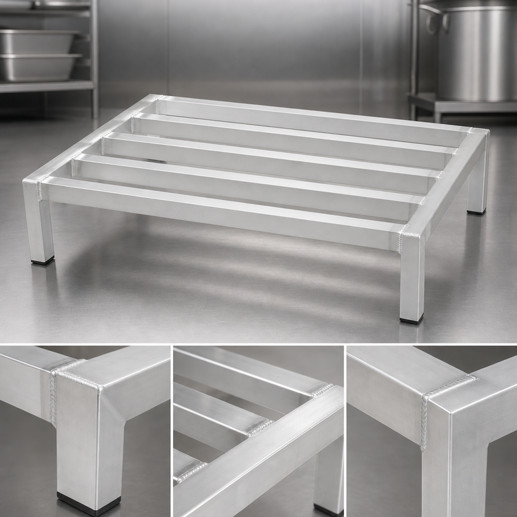 Product image #3 for Panco 60"W x 20"D x 12"H Aluminum Dunnage Rack, 4-Lat, 1500 lb. Capacity