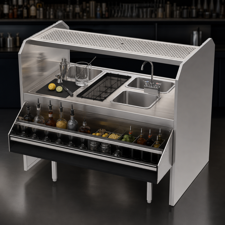 Product image #3 for Glastender PSA-54R 54-Inch x 32-Inch Assembly Pass-Thru Cocktail Station, Rightward Workflow