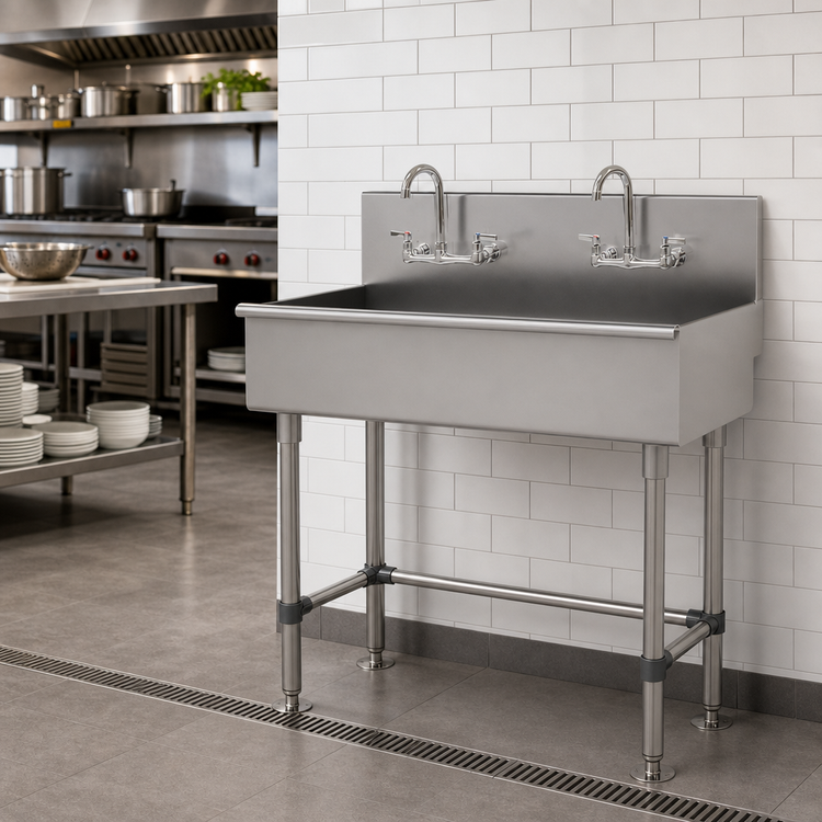 Product image #3 for Advance Tabco Multiwash Freestanding Multi-Station Hand Wash Sink with 2 Faucets, 40 Inch Wide