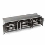 Thumbnail image #3 for John Boos 4CH6R5-24132 132"W x 24"D Stainless Steel Enclosed Work Table, 16-Gauge 300-Series Top, 5" Backsplash, 3 Hinged Door Sets