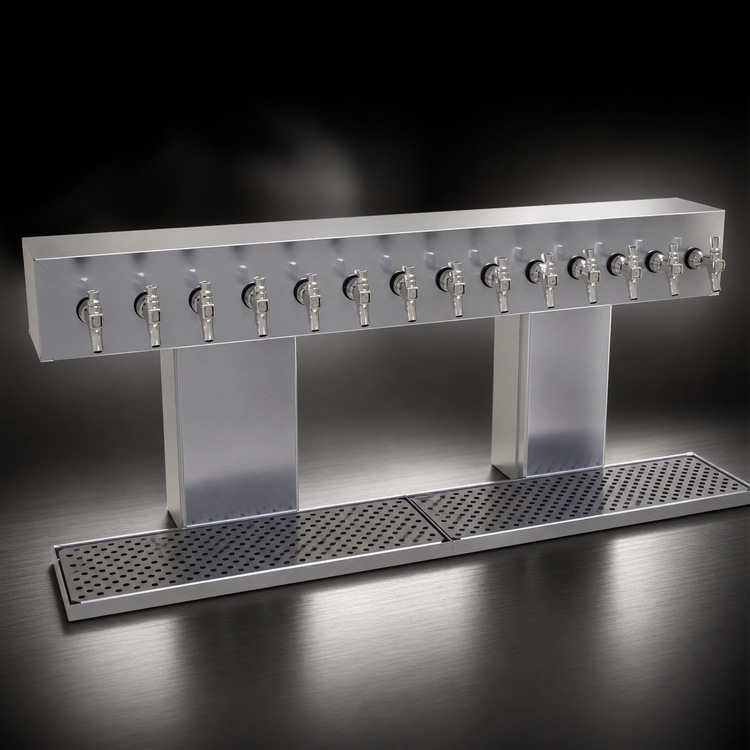 Product image #3 for Glastender 14-Faucet Bridge Draft Dispensing Tower, Countertop, Glycol-Cooled, Stainless Steel Finish