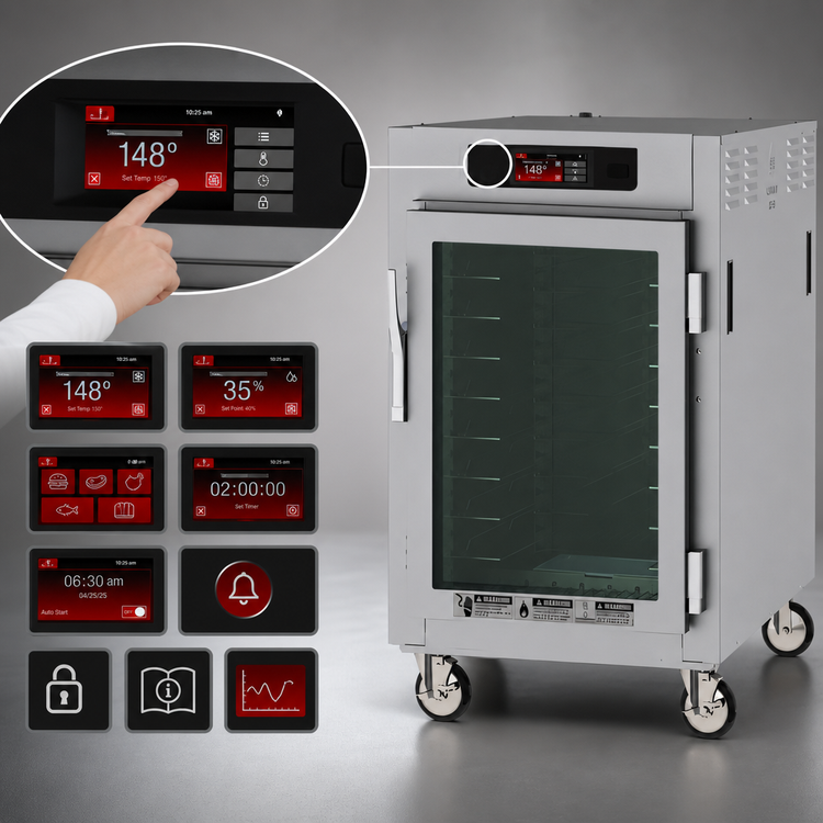 Product image #3 for Metro C5 8 Series 1/2 Height Mobile Heated Holding Cabinet with Glass Doors and Universal Wire Slides