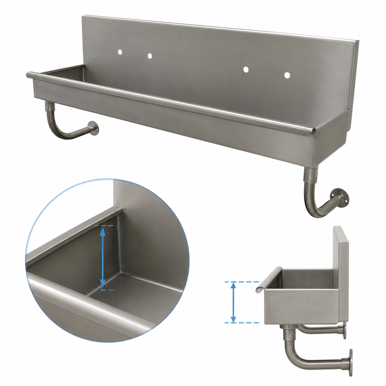 Product image #3 for Advance Tabco 40-Inch 2-Station ADA Wall-Mounted Multiwash Hand Wash Sink