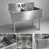 Thumbnail image #3 for BK Resources 39-Inch Two-Compartment Budget Sink with 8-Inch Backsplash, 18-Gauge 430 Stainless Steel, Galvanized Legs