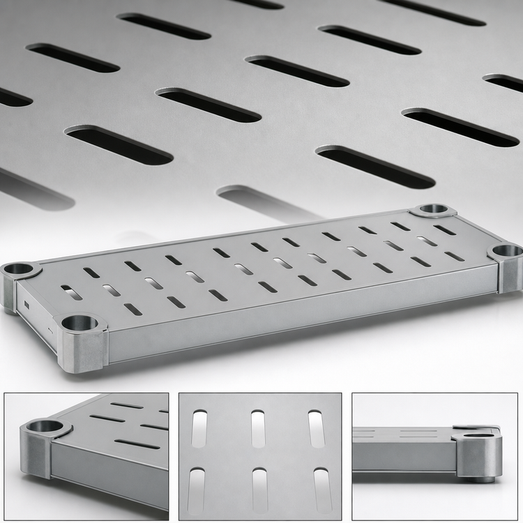 Product image #4 for Eagle Group Quik-Set 48 Inch x 24 Inch Louvered Solid Shelf, Galvanized Steel, Gray Epoxy Finish