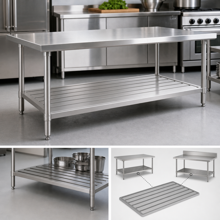 Product image #3 for John Boos Stainless Steel Lower Shelf (Dunnage Undershelf) for TC & GMT Series Tables, 108 x 36 Inches, All-Welded