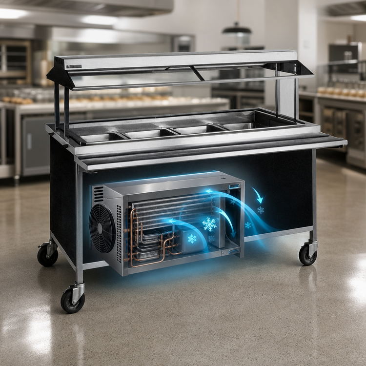 Product image #3 for Atlas Metal CARM-3 50" Mobile Cold Food Serving Counter with 3 Full-Size Pan Capacity