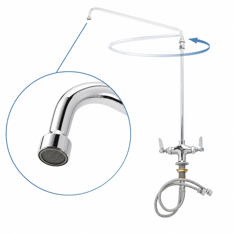 Product image #3 for T&S Brass Double Pantry Deck-Mount Mixing Faucet with 12-Inch Swing Nozzle and Lever Handles