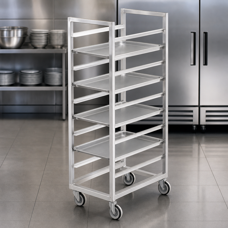 Product image #3 for Channel Manufacturing 440S Mobile Stainless Steel Cafeteria Tray Rack, Single Section, End Load, 20-Tray Capacity