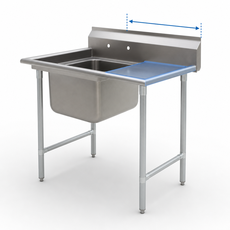 Product image #3 for Eagle Group 1-Compartment Sink with Right Drainboard, 40-3/4 x 31-3/4 Inch
