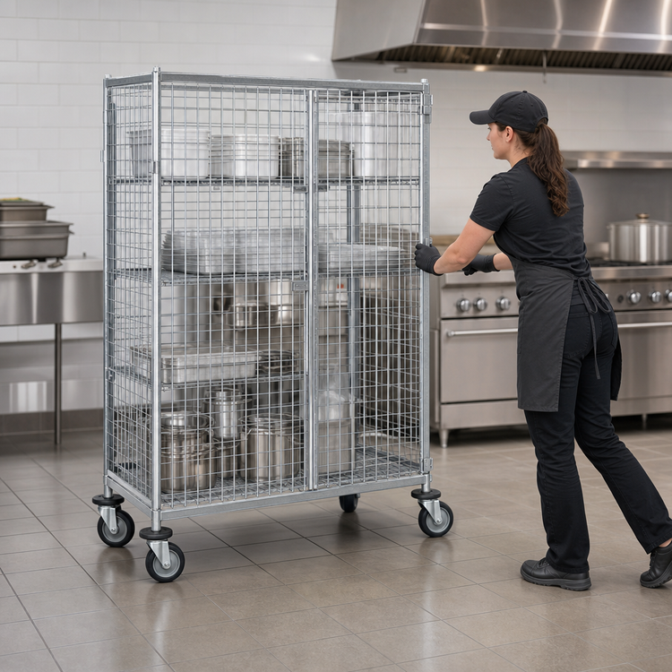 Product image #3 for Metro Super Erecta Mobile Wire Security Cage with Metroseal 3 Epoxy-Coated Finish, 40-3/4" x 27-1/4" x 68-1/2"