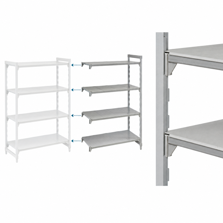 Product image #4 for Cambro Camshelving Premium 4-Shelf Solid Add-On Polymer Shelving Unit, 18" x 36" x 64"