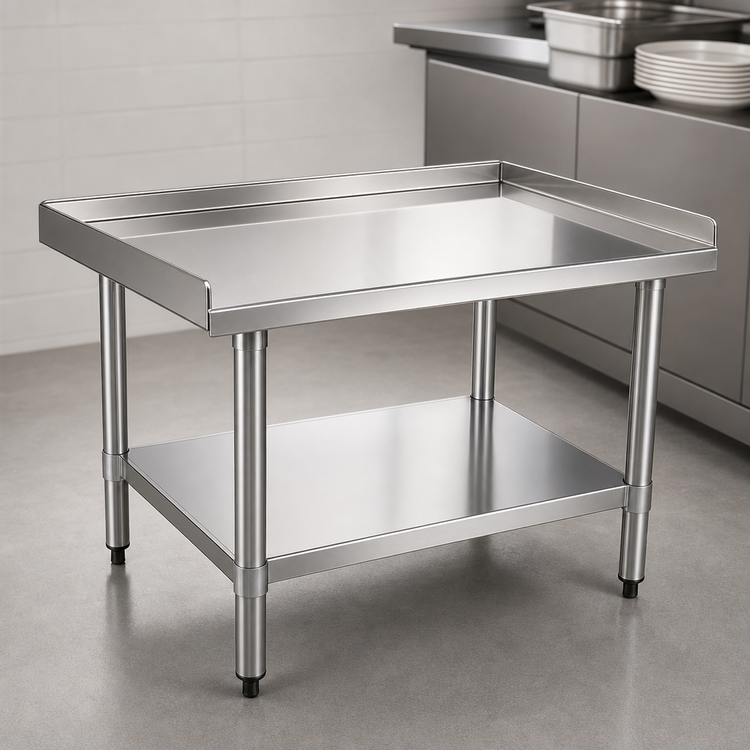Product image #3 for BlendPort 15 Inch x 30 Inch Equipment Stand with Adjustable Undershelf, Galvanized Legs, and 430 Stainless Steel Top