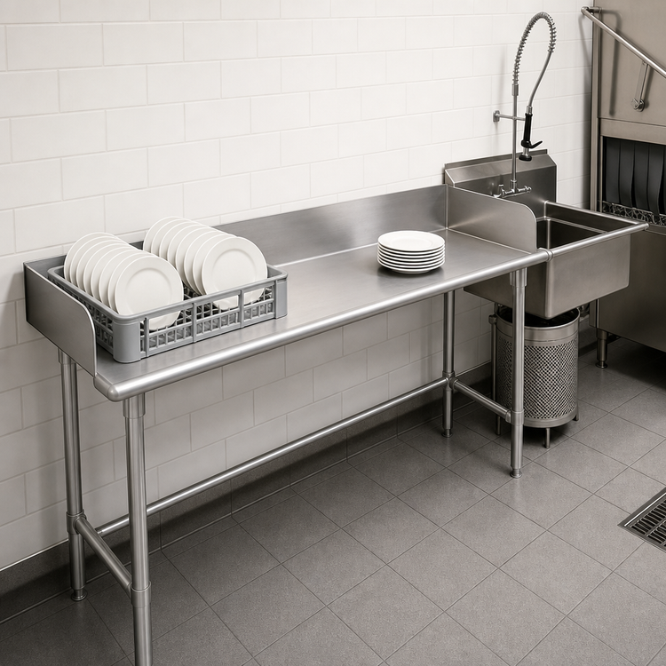 Product image #3 for John Boos Pro-Bowl 144-Inch Straight Clean Dishtable, 16-Gauge 300 Series Stainless Steel, Left-to-Right Operation