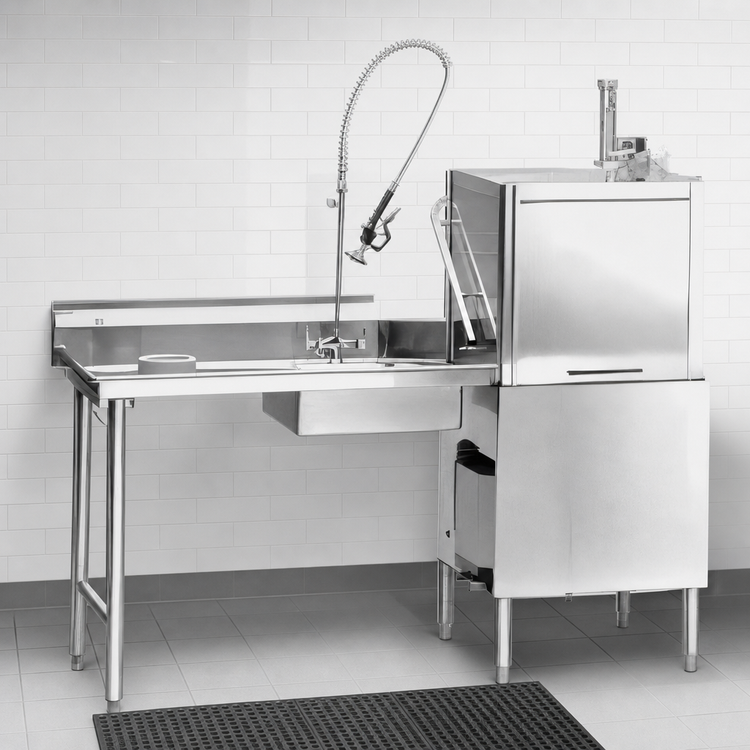 Product image #3 for 36-Inch Straight Soiled Dishtable with Left-to-Right Operation and 20 x 20 x 5-Inch Pre-Rinse Sink
