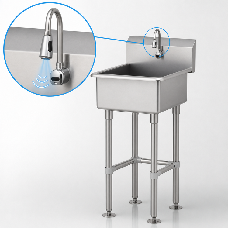 Product image #3 for Advance Tabco Freestanding Stainless Steel Service Sink with Electronic Faucet