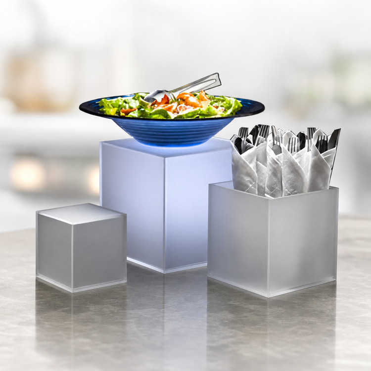Product image #3 for American Metalcraft 3-Piece Frosted Acrylic Cube Riser Set with 5-Inch, 7-Inch, and 9-Inch Square Risers