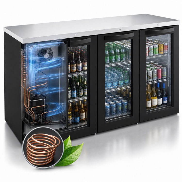 Product image #3 for True Premier Bar 72-Inch Three-Section Refrigerated Back Bar Cooler with Glass Doors and Stainless Top