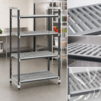 Thumbnail image #3 for Cambro Camshelving® Elements EXU184264V4480 4-Tier Vented Polymer Shelving Unit, Stationary Starter, 18 x 42 x 64 in, Speckled Gray