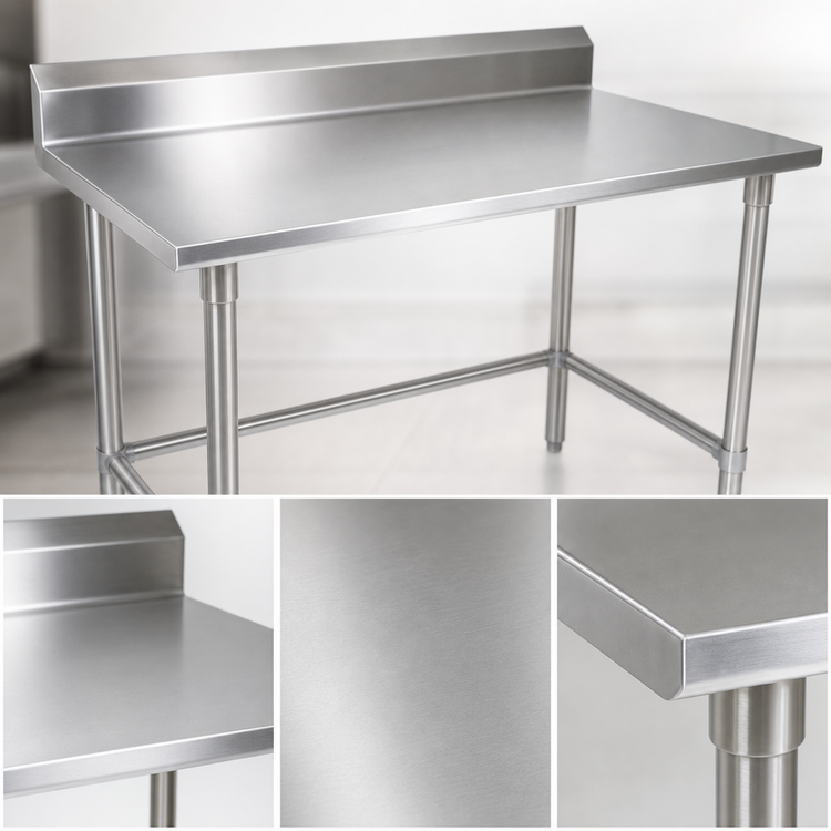 Product image #3 for John Boos Stallion 72-Inch x 24-Inch 16-Gauge 300-Series Stainless Steel Work Table with 5-Inch Backsplash