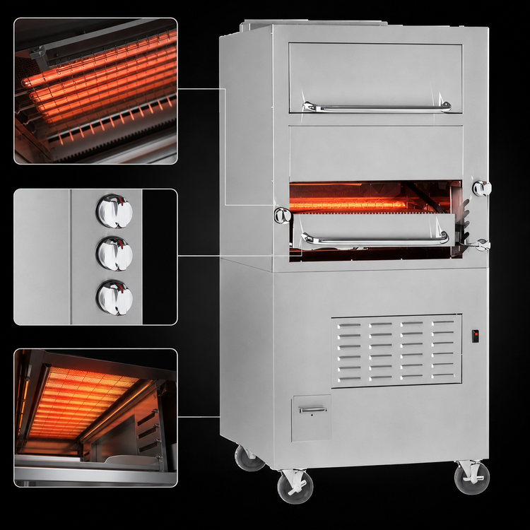 Product image #3 for Southbend Platinum Heavy Duty 32-Inch Single-Deck Gas Infrared Upright Broiler with Overhead Warming Oven, Modular Mount