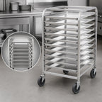 Thumbnail image #3 for Advance Tabco Special Value Series PR10-3W-X Mobile End-Loading Aluminum Pan Rack, 10 Full-Size Sheet Pan Capacity, 3-Inch Centers