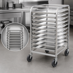 Thumbnail image #3 for Compact Half-Size Mobile End-Loading Aluminum Pan Rack, 10 Full-Size Sheet Pan Capacity